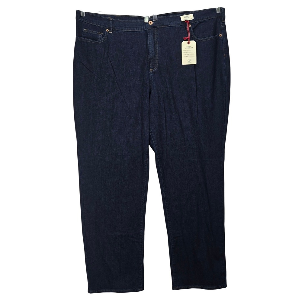NWT Lands End Womens High Rise Straight Leg‎ Jeans Size 26W Dark Tummy Control